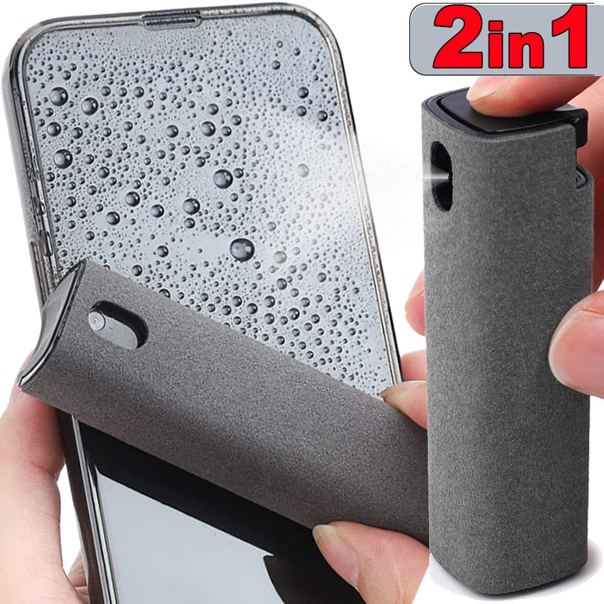 2 in 1 Microfiber Screen Cleaner Spray Bottle Set Mobile Phone Ipad Computer Microfiber Cloth Wipe Iphone Cleaning Glasses Wipes