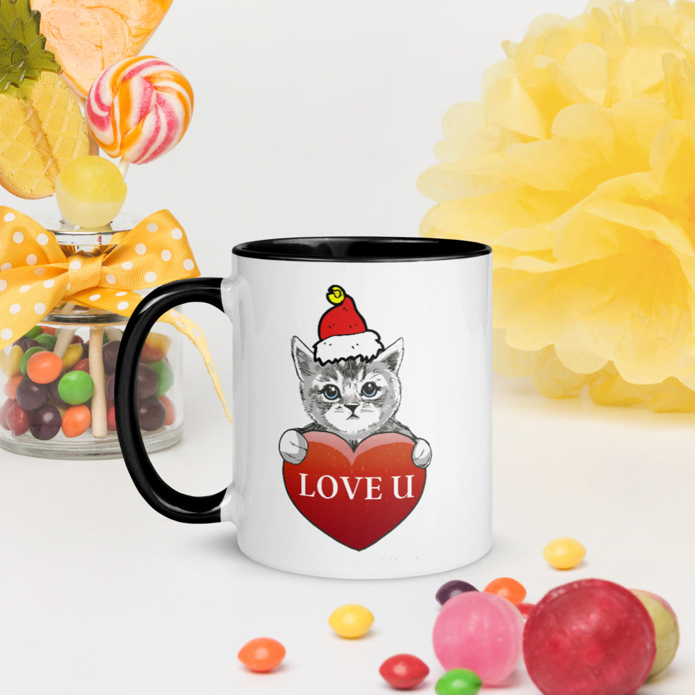 Mug with Color Inside,christmas gift mug,cat lover mug