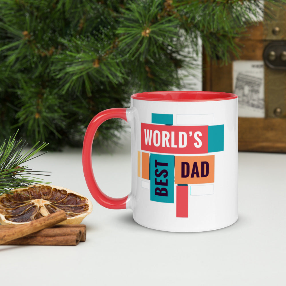 Gift for father, Ceramic mug with colour inside and massage for dad,FREE SHIPPING