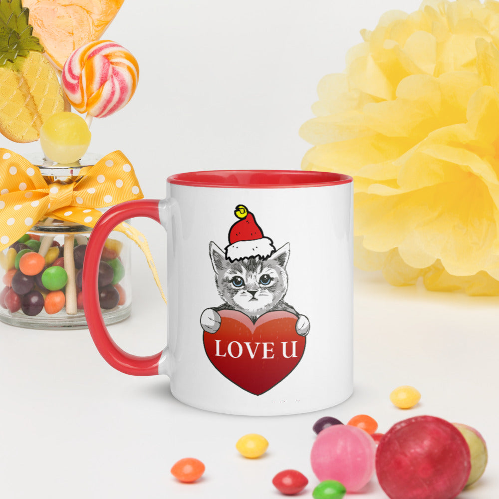 Mug with Color Inside,christmas gift mug,cat lover mug